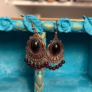 Burgundy drop dangle earrings